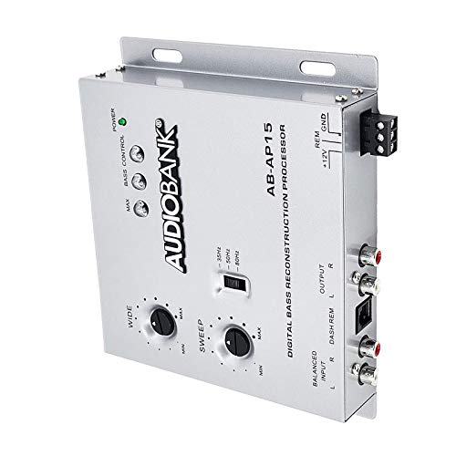 Audiobank 1/2 Din Car Audio Digital Bass Processor, Sound Restoration & Crossover for Car Subwoofer with Bass Knob/Input Level: 15V RMS & Output Level: 13.5V Peak Audiobank 1/2 Din Car Audio Digital Bass Processor, Sound Restoration & Crossover for Car Subwoofer with Bass Knob/Input Level: 15V RMS & Output Level: 13.5V Peak